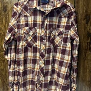 Wrangler Maroon and Cream Checkered Shirt
